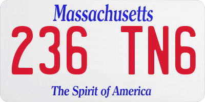 MA license plate 236TN6