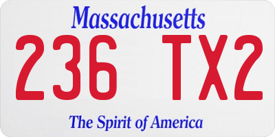 MA license plate 236TX2