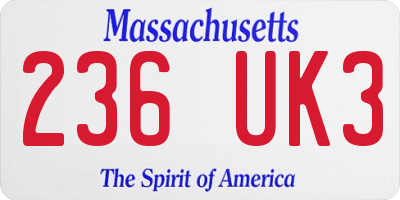 MA license plate 236UK3