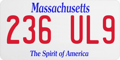 MA license plate 236UL9