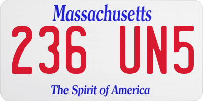 MA license plate 236UN5