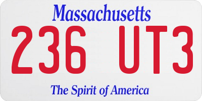 MA license plate 236UT3