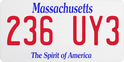 MA license plate 236UY3