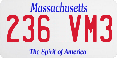 MA license plate 236VM3