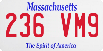 MA license plate 236VM9