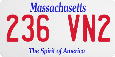 MA license plate 236VN2