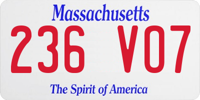MA license plate 236VO7