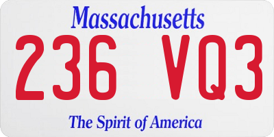 MA license plate 236VQ3