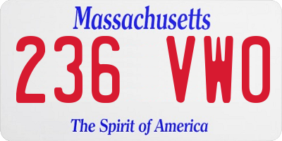 MA license plate 236VW0
