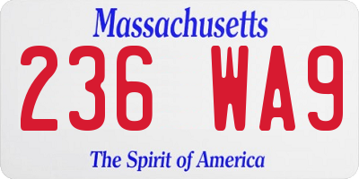 MA license plate 236WA9
