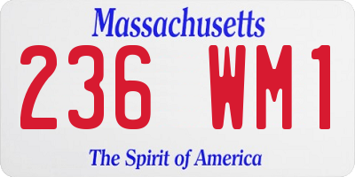 MA license plate 236WM1