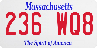 MA license plate 236WQ8