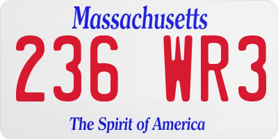 MA license plate 236WR3