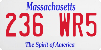 MA license plate 236WR5