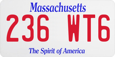 MA license plate 236WT6
