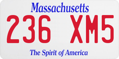 MA license plate 236XM5