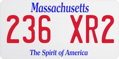 MA license plate 236XR2