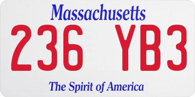 MA license plate 236YB3