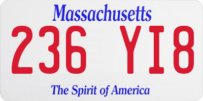 MA license plate 236YI8
