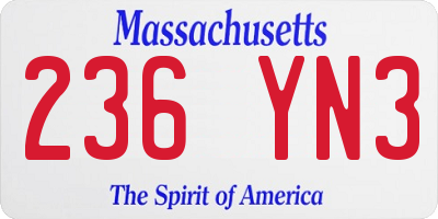MA license plate 236YN3