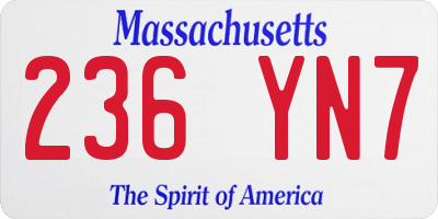 MA license plate 236YN7