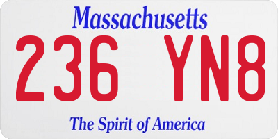 MA license plate 236YN8