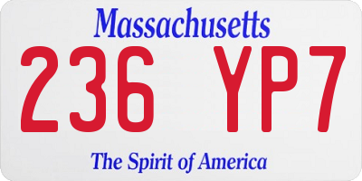 MA license plate 236YP7