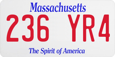 MA license plate 236YR4