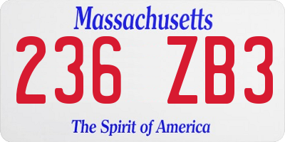 MA license plate 236ZB3