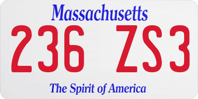 MA license plate 236ZS3