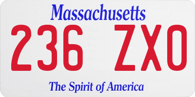 MA license plate 236ZX0