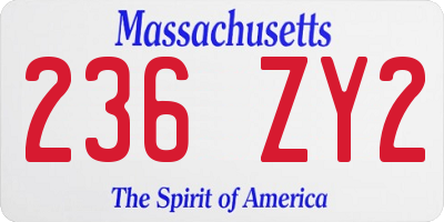 MA license plate 236ZY2