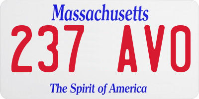 MA license plate 237AV0