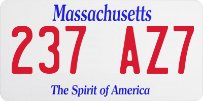MA license plate 237AZ7