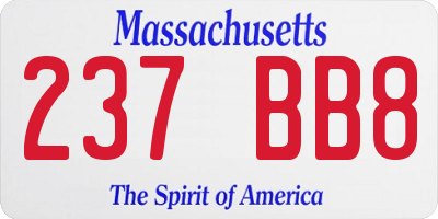 MA license plate 237BB8