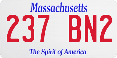 MA license plate 237BN2