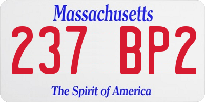 MA license plate 237BP2