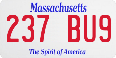 MA license plate 237BU9