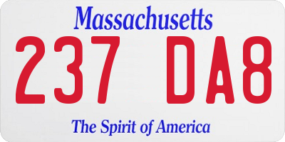 MA license plate 237DA8