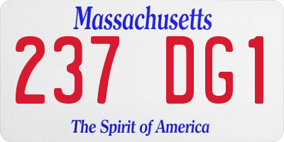 MA license plate 237DG1