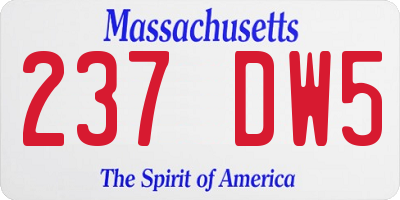 MA license plate 237DW5