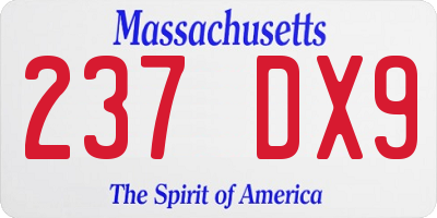 MA license plate 237DX9
