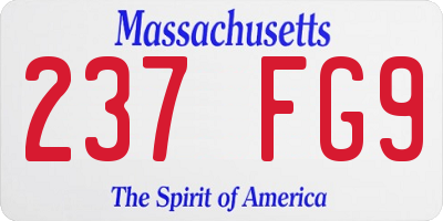 MA license plate 237FG9