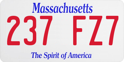 MA license plate 237FZ7