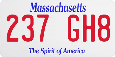 MA license plate 237GH8