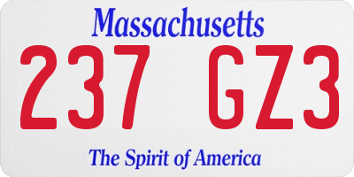 MA license plate 237GZ3