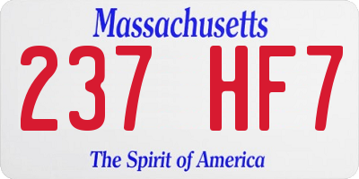 MA license plate 237HF7