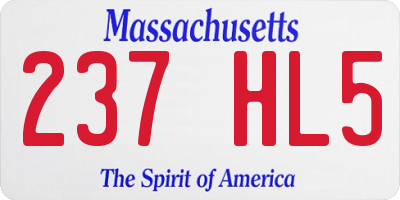 MA license plate 237HL5