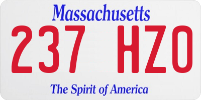 MA license plate 237HZ0