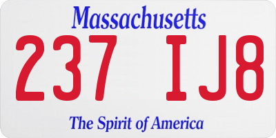 MA license plate 237IJ8